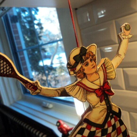 vintage Christmas wooden pull string ornament - Picture 3 of 4